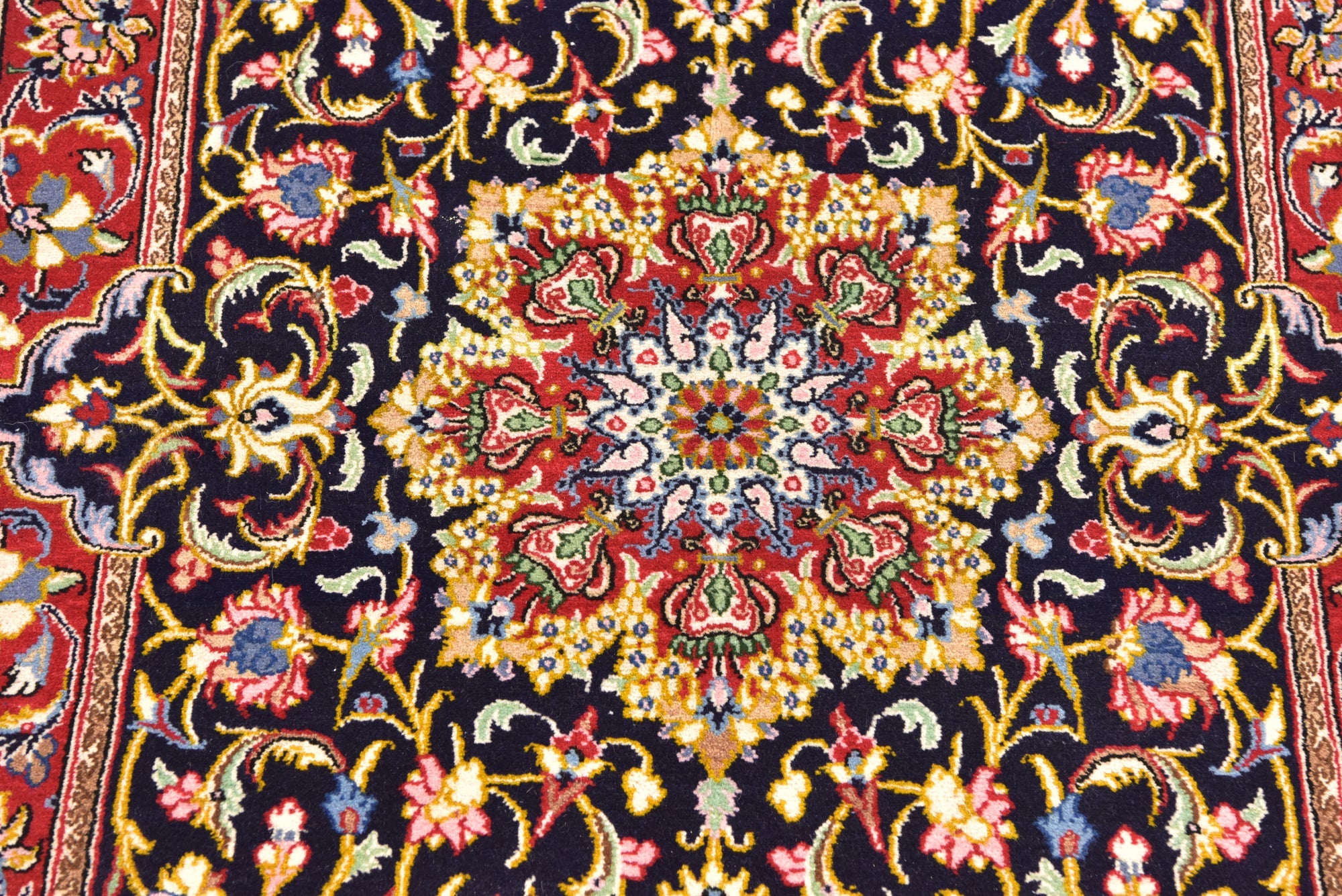 3' 3 x 3' 5 Hand Knotted Qom Persian Wool Square Rug