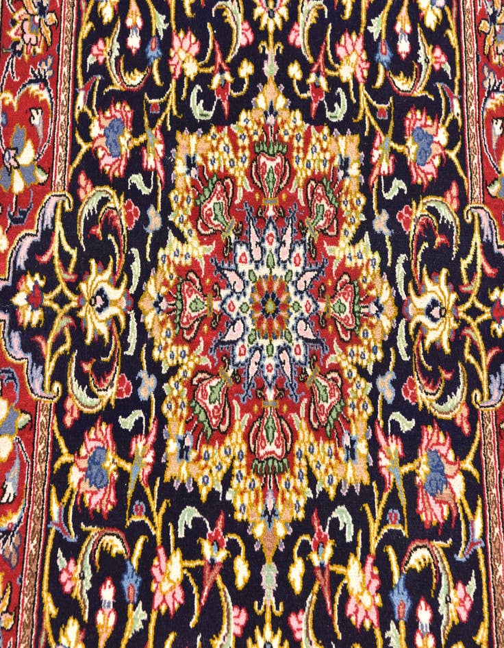 Detail image of 3' 3 x 3' 5 Hand Knotted Qom Persian Wool Square Rug