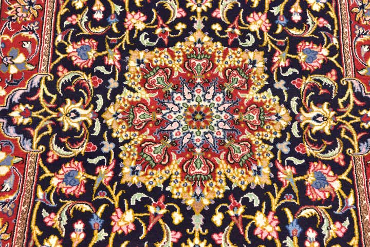 3' 3 x 3' 5 Hand Knotted Qom Persian Wool Square Rug