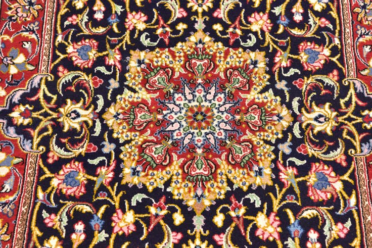 Detail image of 3' 3 x 3' 5 Hand Knotted Qom Persian Wool Square Rug
