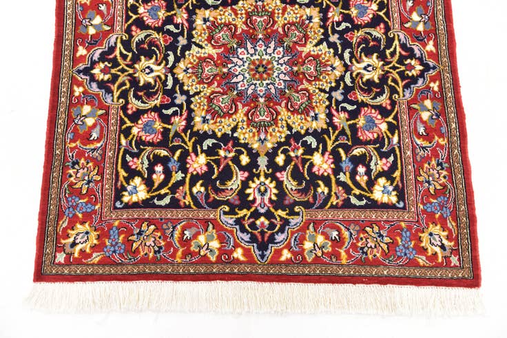 Detail image of 3' 3 x 3' 5 Hand Knotted Qom Persian Wool Square Rug