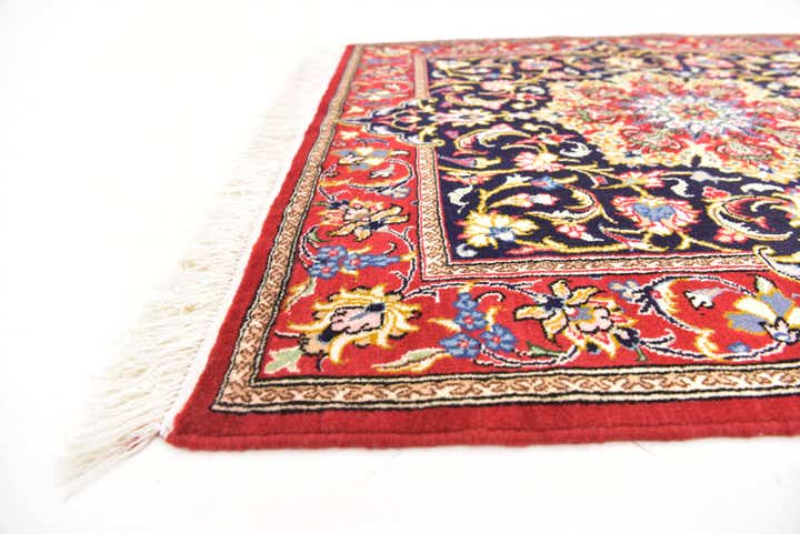 3' 3 x 3' 5 Hand Knotted Qom Persian Wool Square Rug