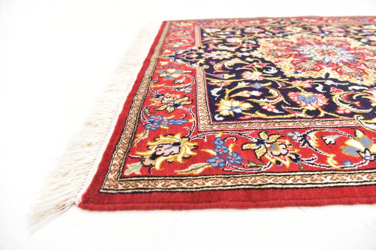 Detail image of 3' 3 x 3' 5 Hand Knotted Qom Persian Wool Square Rug