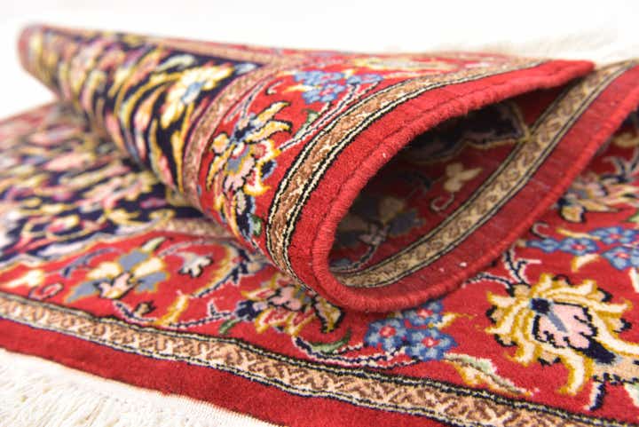 3' 3 x 3' 5 Hand Knotted Qom Persian Wool Square Rug