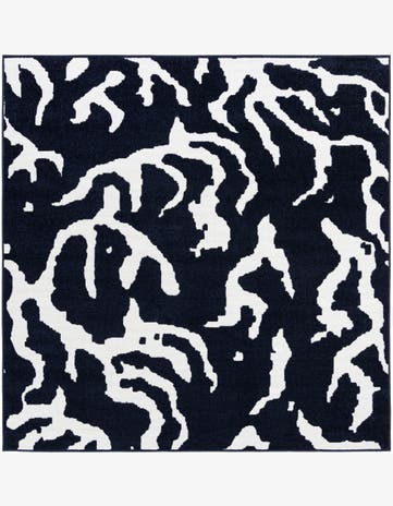 Navy Blue Easy-Clean Sabrina Soto Indoor / Outdoor Square Rug
