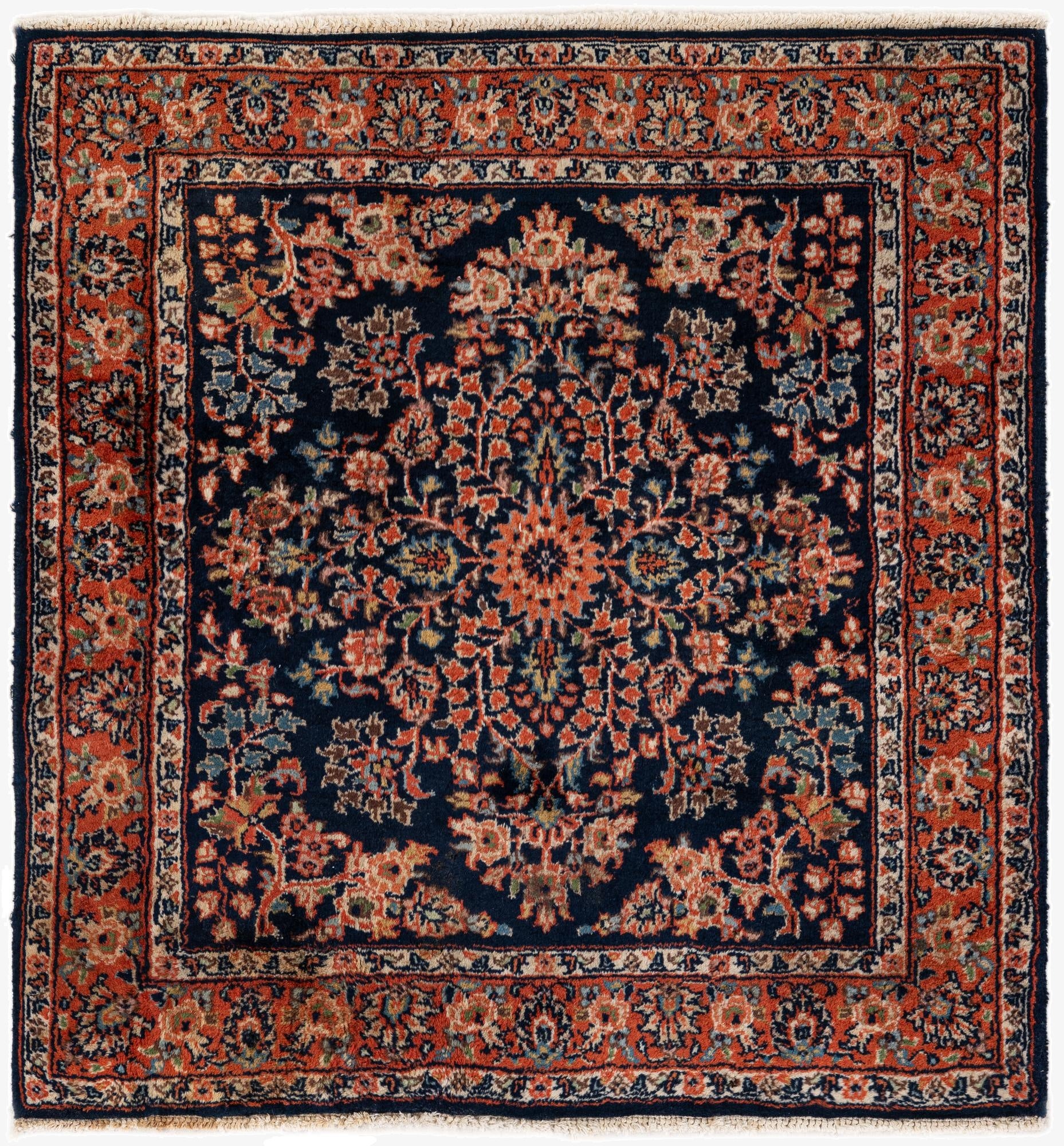 3' x 3' 2  Hand Knotted Sarough Wool Square Rug