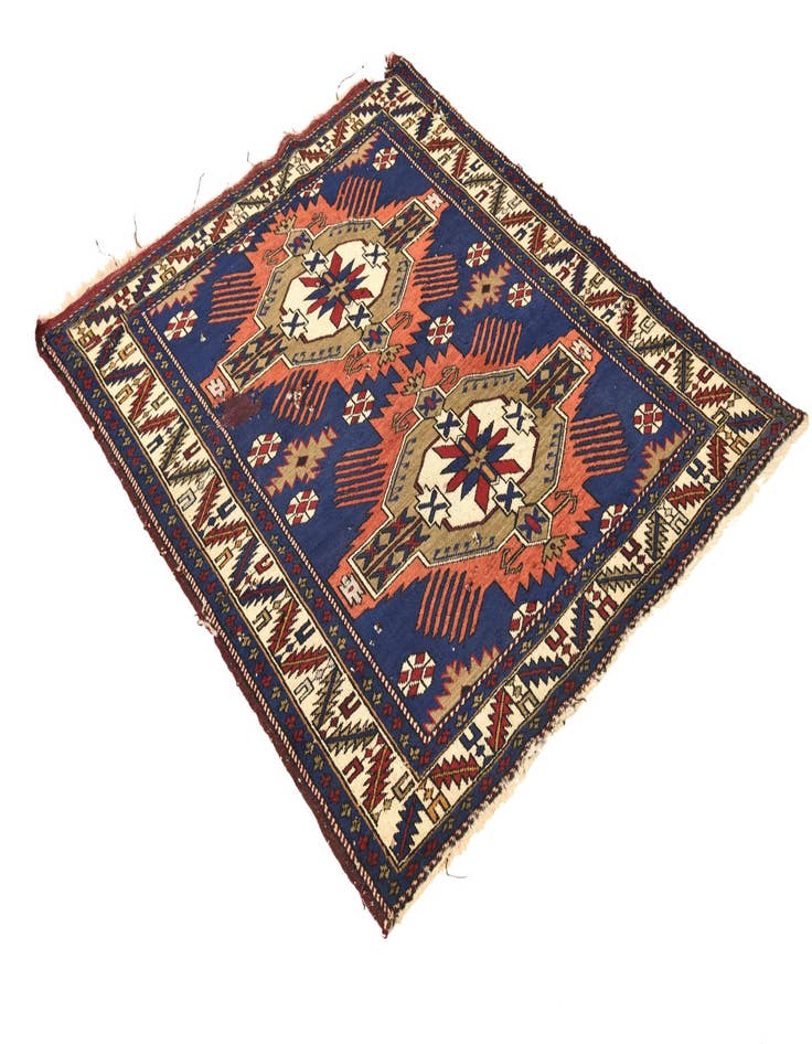 Detail image of 3' 8 x 4' 9 Hand Knotted Shirvan Persian Wool Square Rug