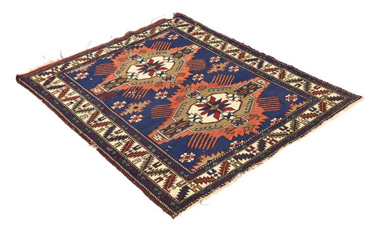 3' 8 x 4' 9 Hand Knotted Shirvan Persian Wool Square Rug
