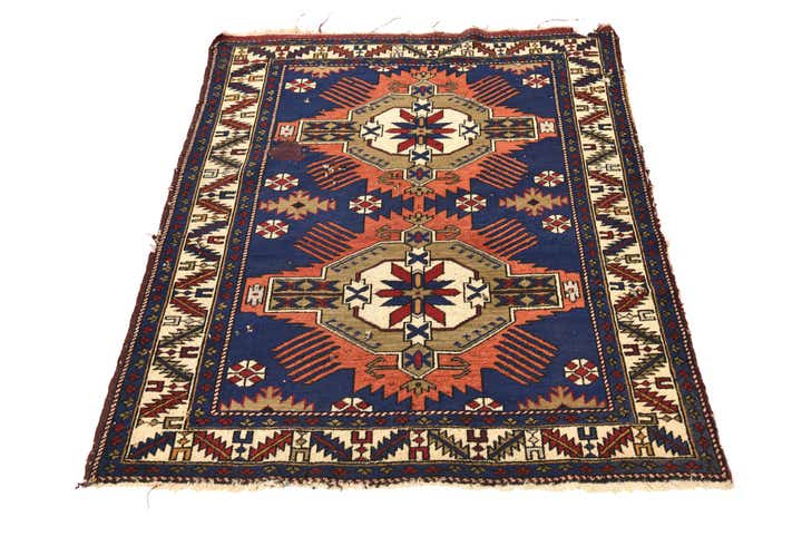 3' 8 x 4' 9 Hand Knotted Shirvan Persian Wool Square Rug