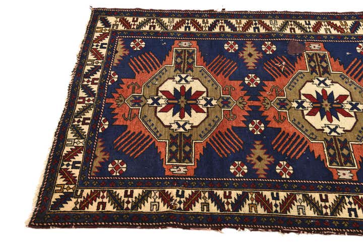 3' 8 x 4' 9 Hand Knotted Shirvan Persian Wool Square Rug