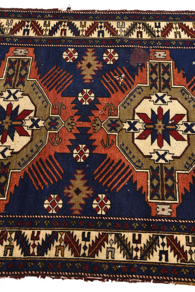 3' 8 x 4' 9 Hand Knotted Shirvan Persian Wool Square Rug