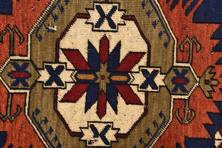 3' 8 x 4' 9 Hand Knotted Shirvan Persian Wool Square Rug