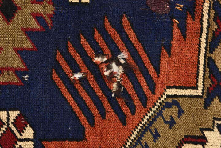 3' 8 x 4' 9 Hand Knotted Shirvan Persian Wool Square Rug