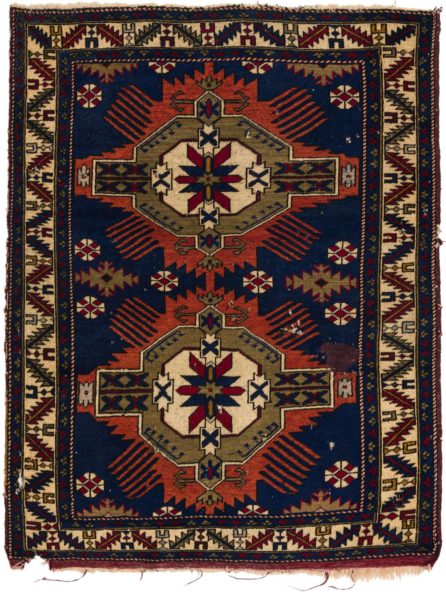 3' 8 x 4' 9 Hand Knotted Shirvan Persian Wool Square Rug
