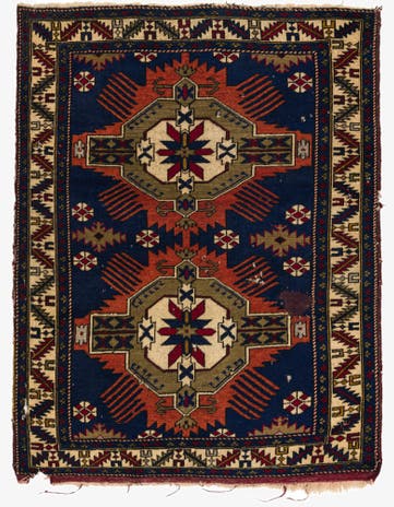 3' 8 x 4' 9 Hand Knotted Shirvan Persian Wool Square Rug