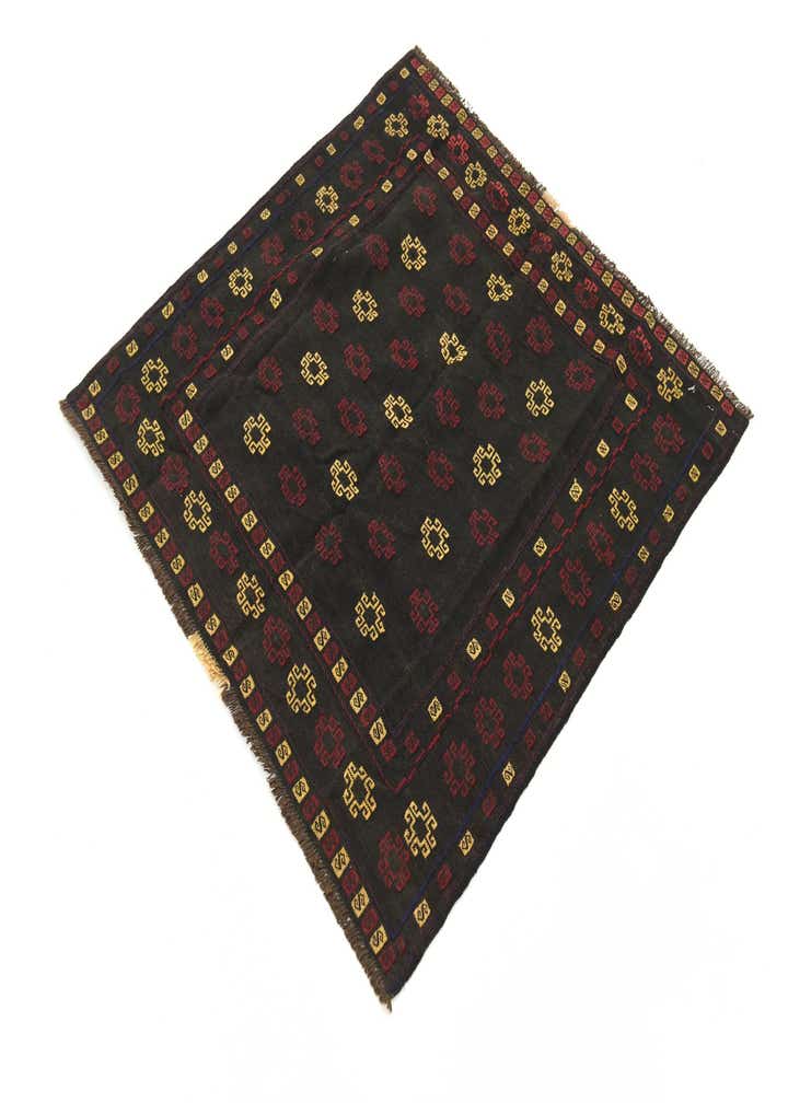 3' 10 x 4' Hand Knotted Sumak Wool Square Rug