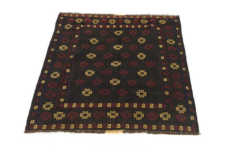 Detail image of 3' 10 x 4' Hand Knotted Sumak Wool Square Rug