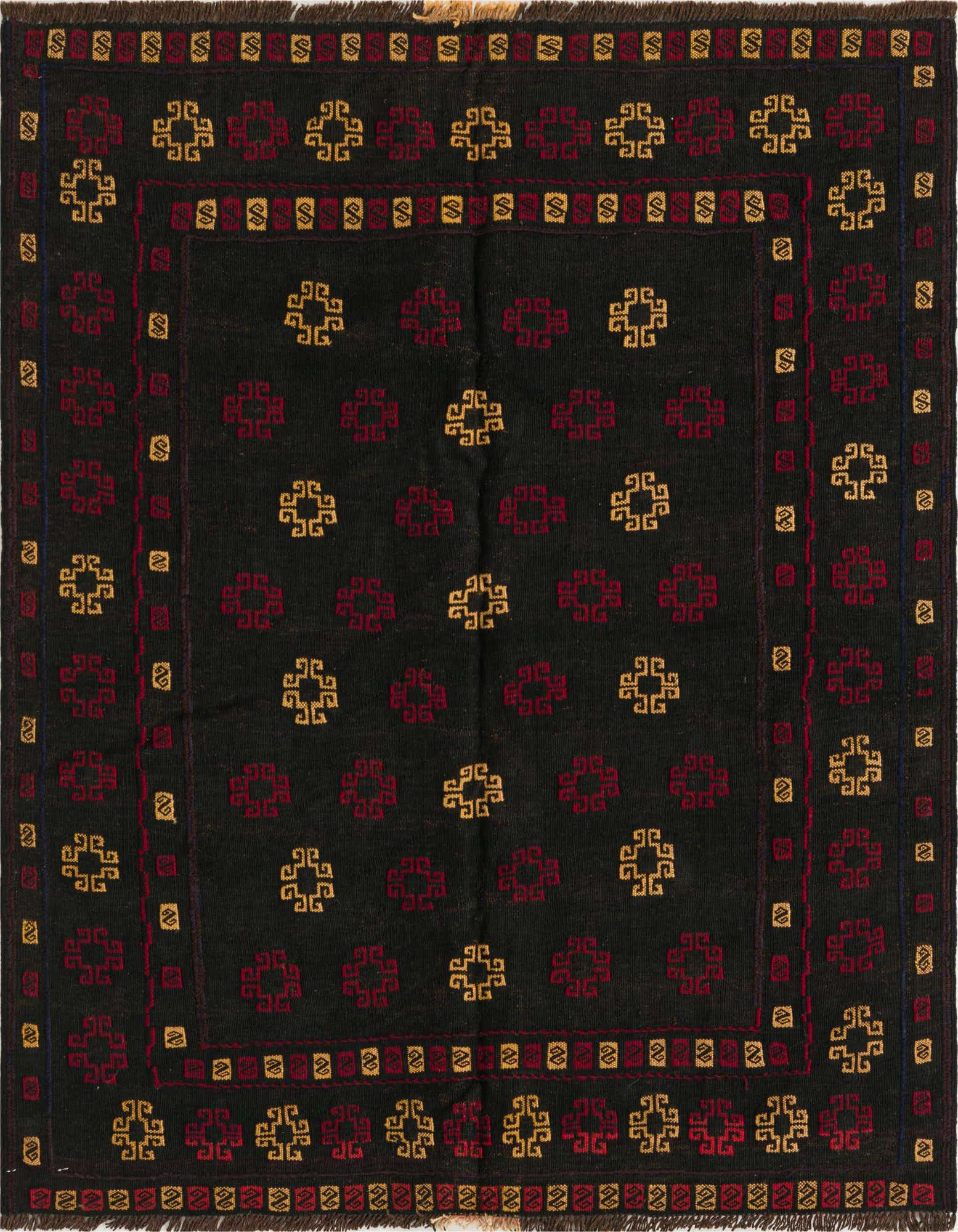 3' 10 x 4' Hand Knotted Sumak Wool Square Rug