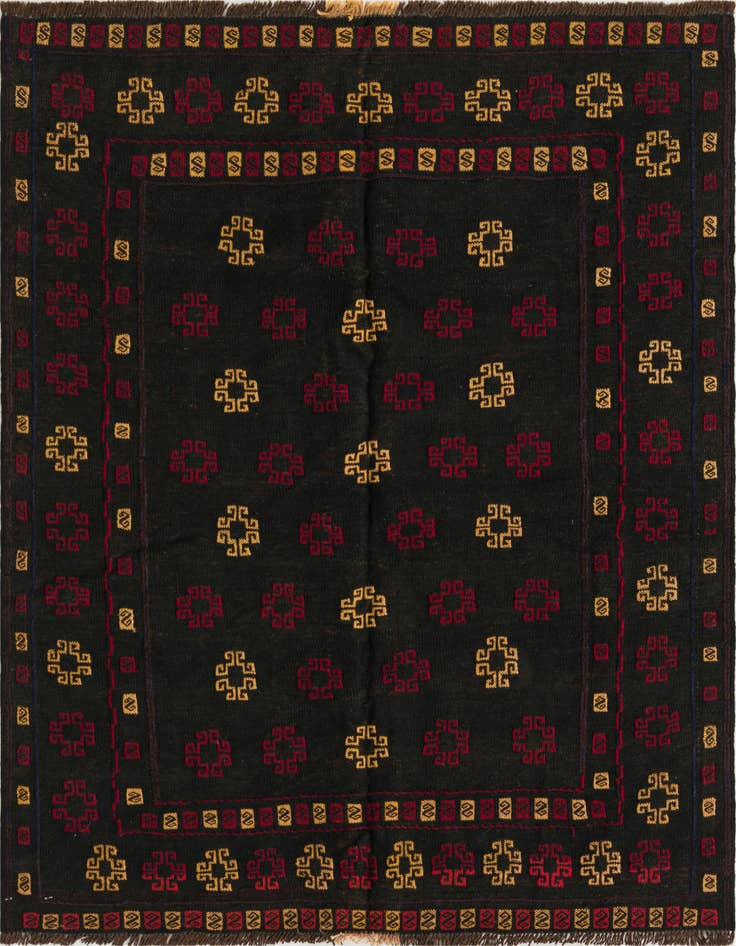 Detail image of 3' 10 x 4' Hand Knotted Sumak Wool Square Rug
