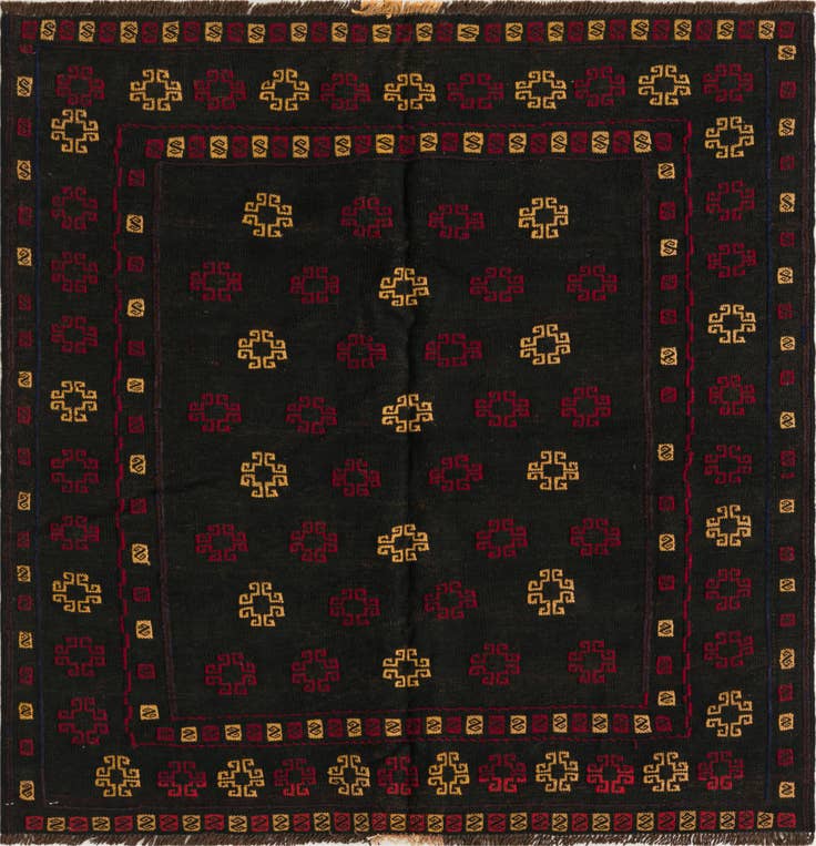 Detail image of 3' 10 x 4' Hand Knotted Sumak Wool Square Rug