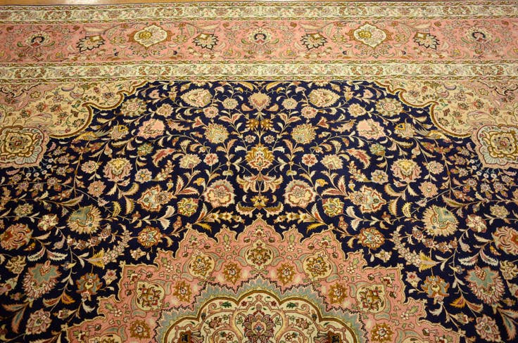 Detail image of 12' 10 x 12' 11 Hand Knotted Tabriz Persian Square Rug