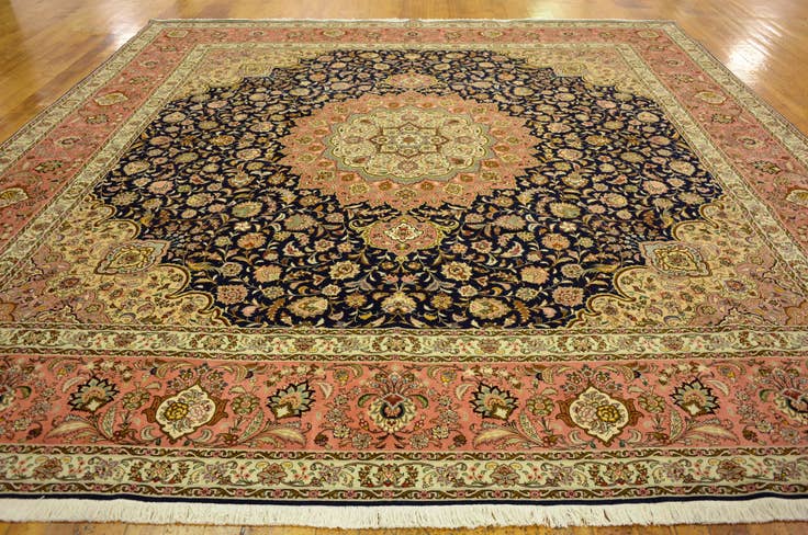 Detail image of 12' 10 x 12' 11 Hand Knotted Tabriz Persian Square Rug