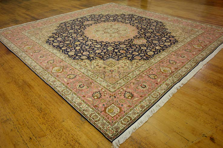 Detail image of 12' 10 x 12' 11 Hand Knotted Tabriz Persian Square Rug