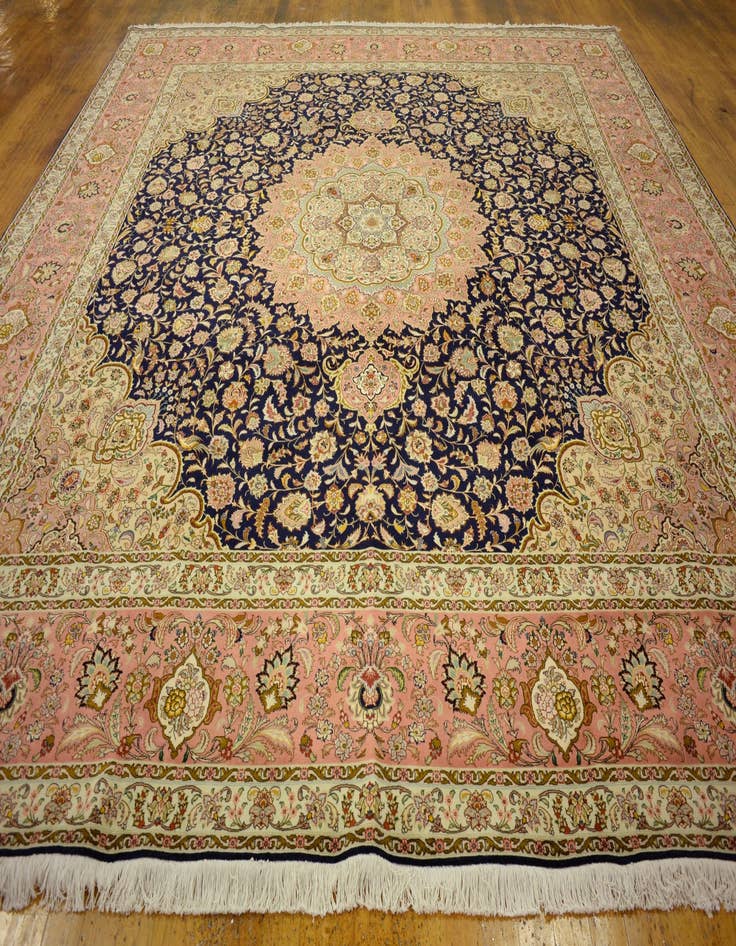 Detail image of 12' 10 x 12' 11 Hand Knotted Tabriz Persian Square Rug