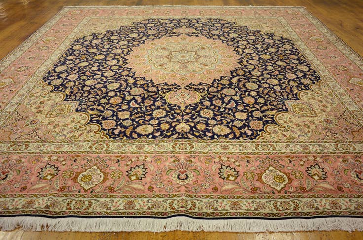 Detail image of 12' 10 x 12' 11 Hand Knotted Tabriz Persian Square Rug