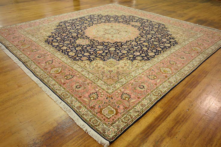 Detail image of 12' 10 x 12' 11 Hand Knotted Tabriz Persian Square Rug