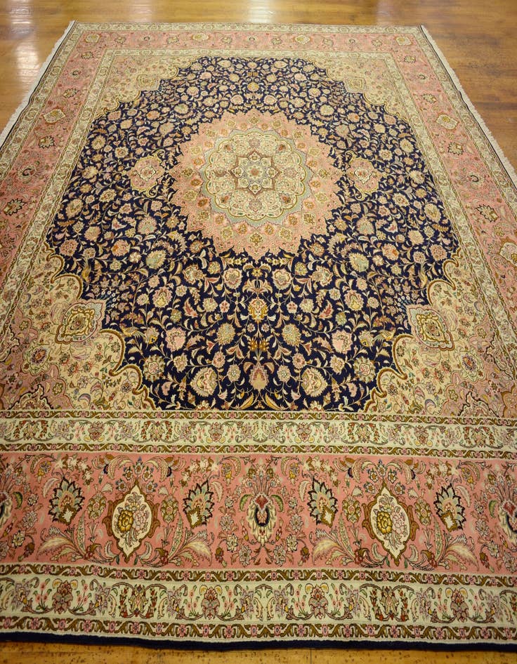 Detail image of 12' 10 x 12' 11 Hand Knotted Tabriz Persian Square Rug