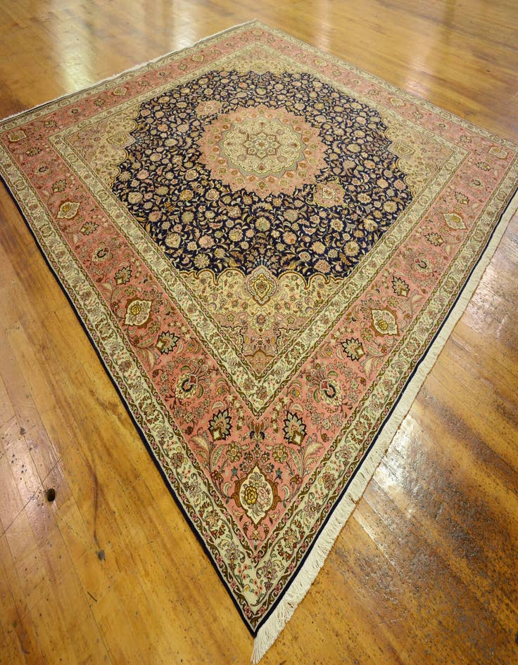 Detail image of 12' 10 x 12' 11 Hand Knotted Tabriz Persian Square Rug