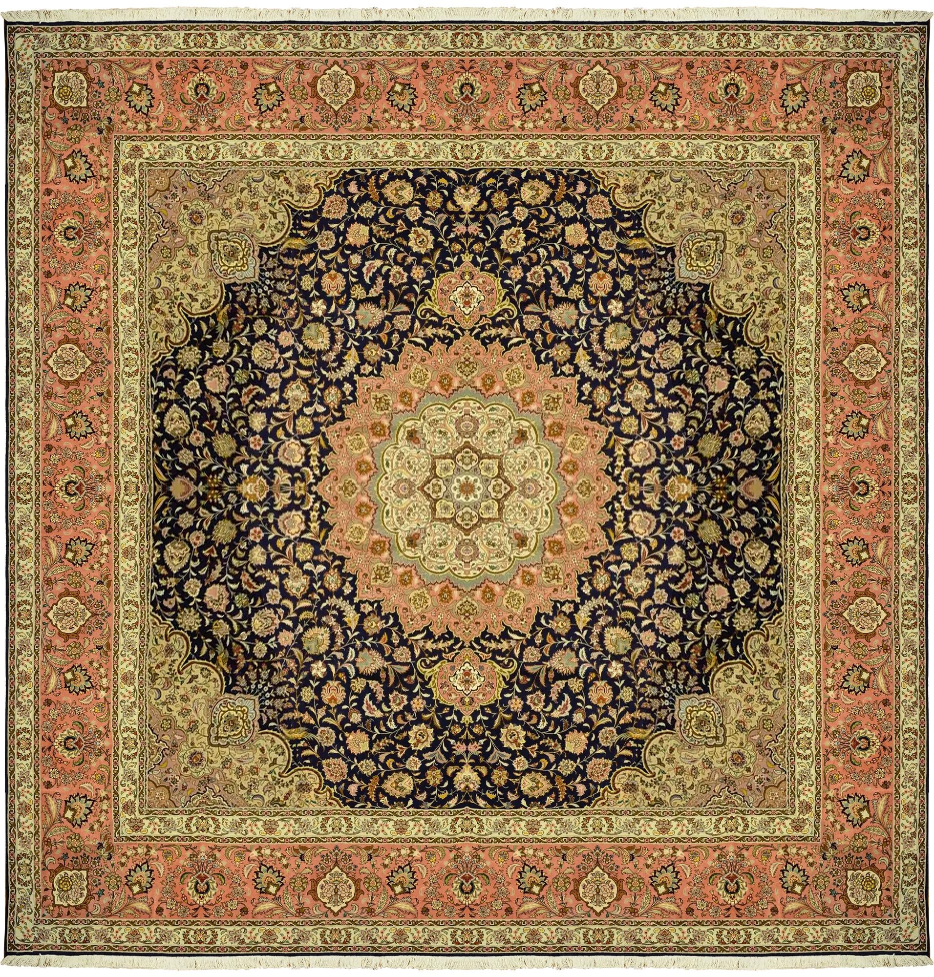 12' 10 x 12' 11 Hand Knotted Tabriz Persian Square Rug