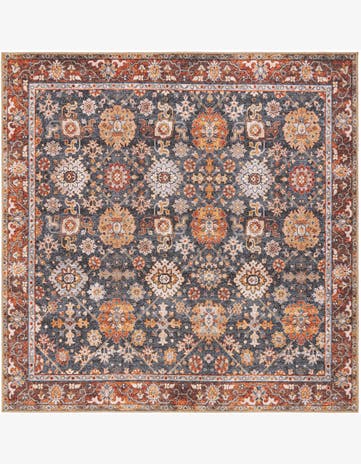 Navy Blue Washable Timeless Square Rug