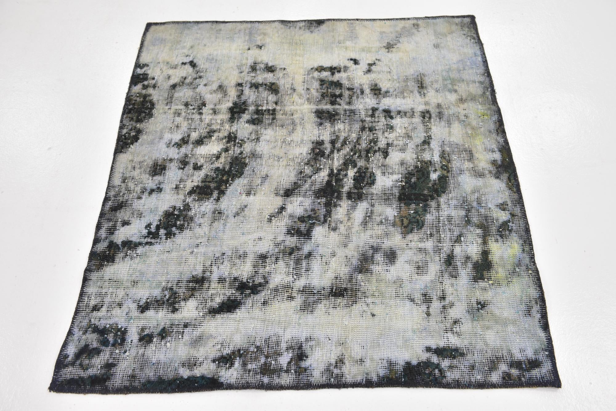 3' 8 x 4' Hand Knotted Ultra Vintage Persian Wool Square Rug