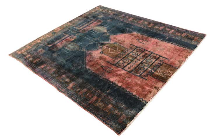 5' 3 x 5' 10 Hand Knotted Ultra Vintage Persian Wool Square Rug