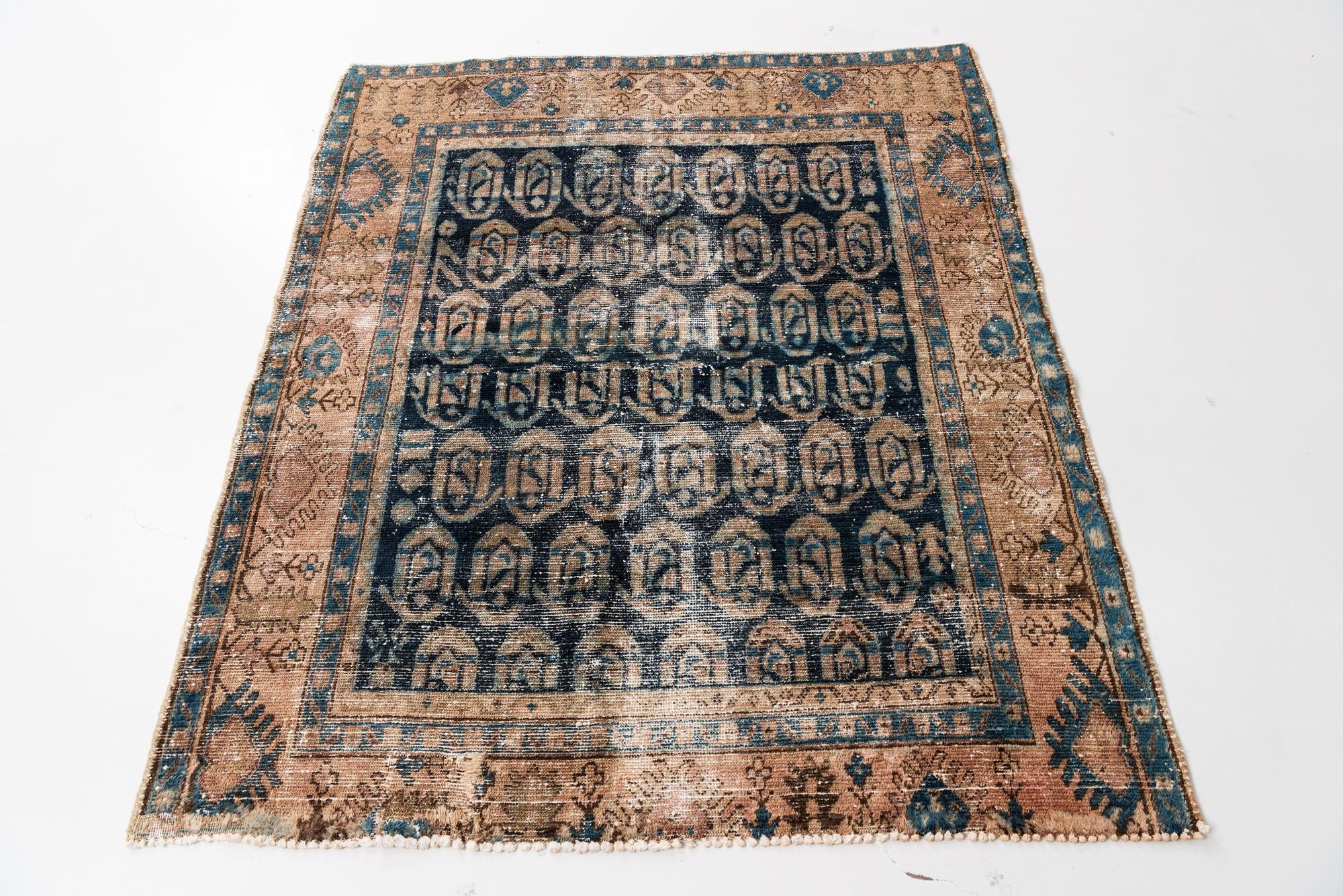 4' 10 x 5' 8 Hand Knotted Ultra Vintage Persian Wool Square Rug