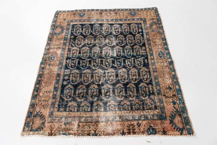 4' 10 x 5' 8 Hand Knotted Ultra Vintage Persian Wool Square Rug