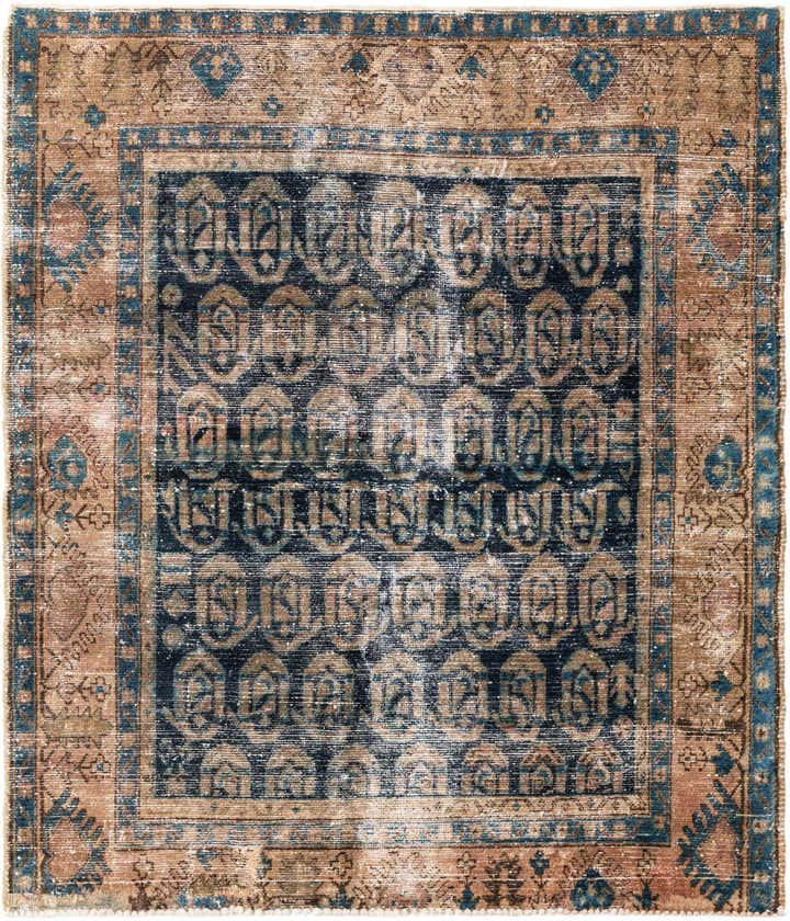 4' 10 x 5' 8 Hand Knotted Ultra Vintage Persian Wool Square Rug