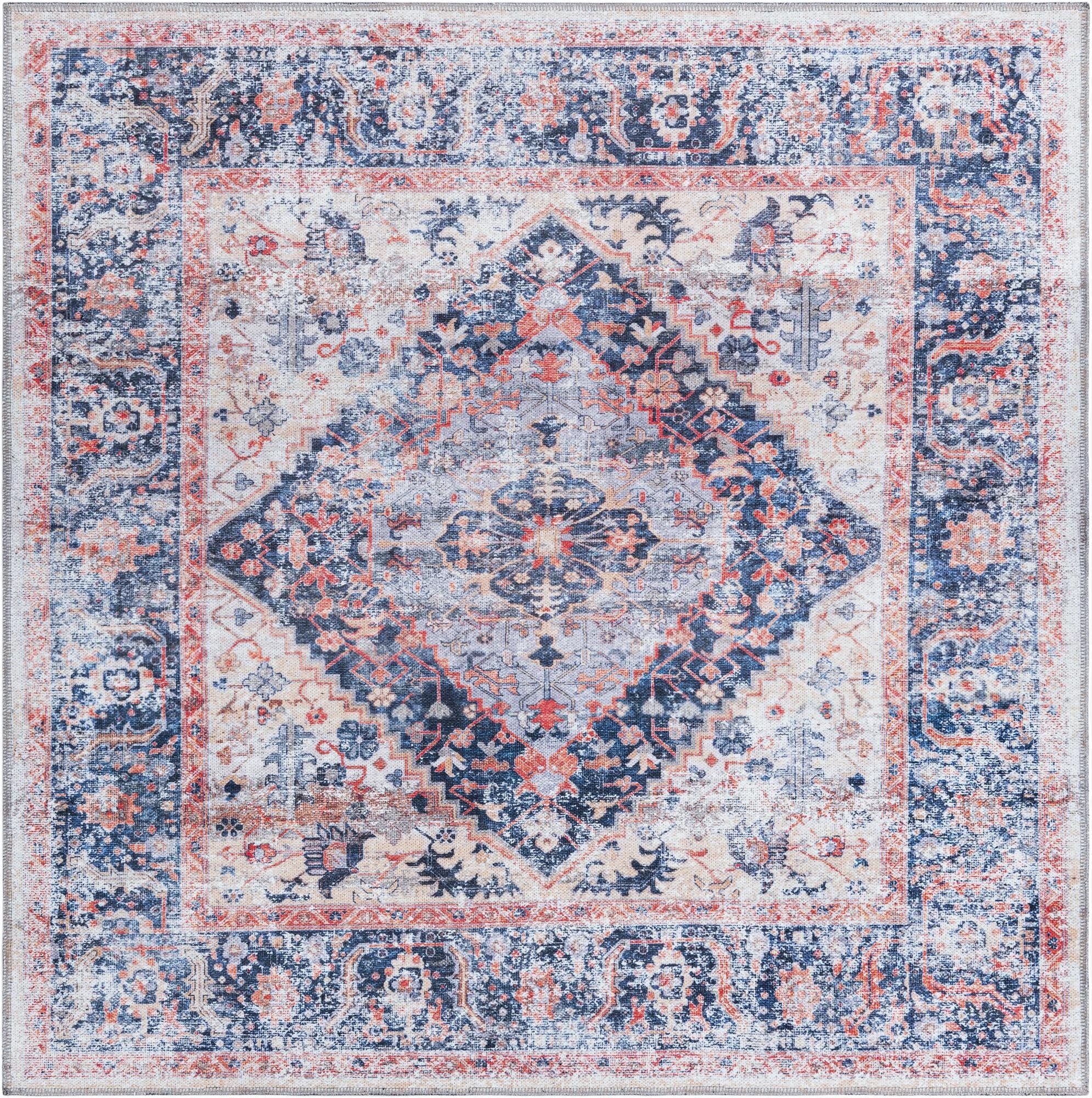 5' x 5'  Washable Yara Square Rug