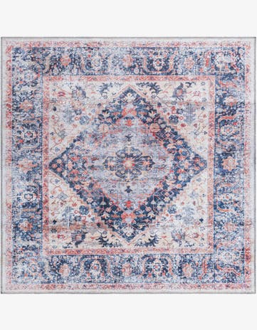Navy Blue Washable Yara Square Rug