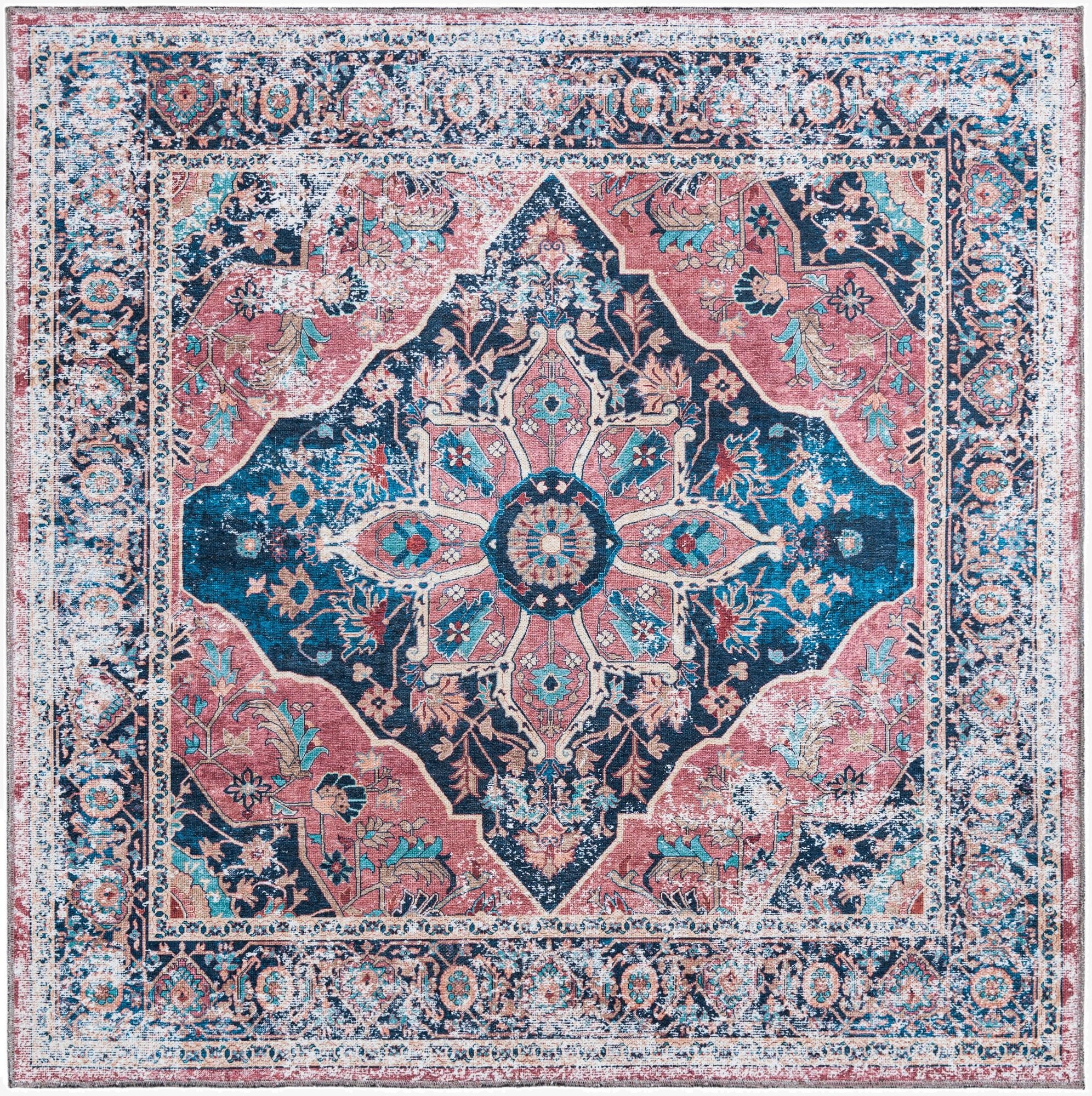 Primary image  5' x 5'  Washable Yara Square Rug