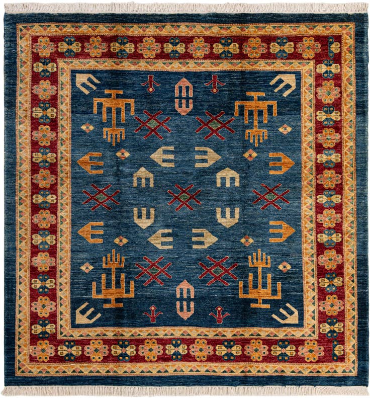 Detail image of 6' 8 x 6' 9 Hand Knotted Ziegler Wool Square Rug