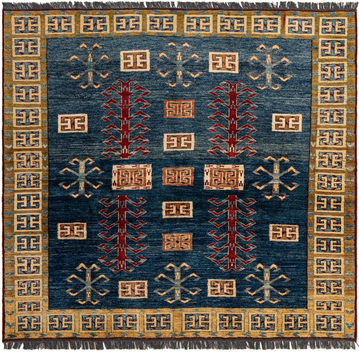 Detail image of 6' 3 x 6' 8 Hand Knotted Ziegler Wool Square Rug