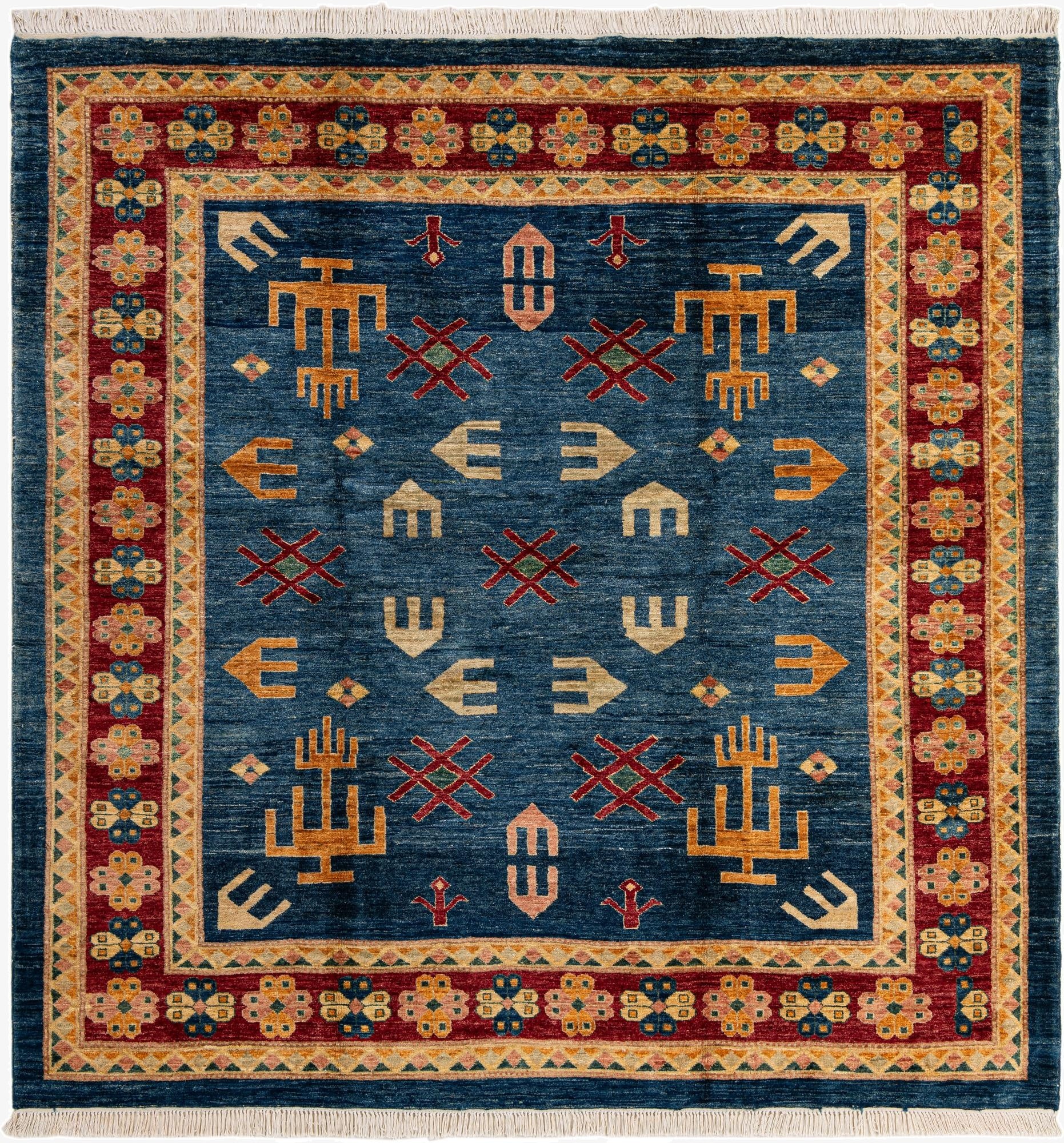 6' 8 x 6' 9  Hand Knotted Ziegler Wool Square Rug