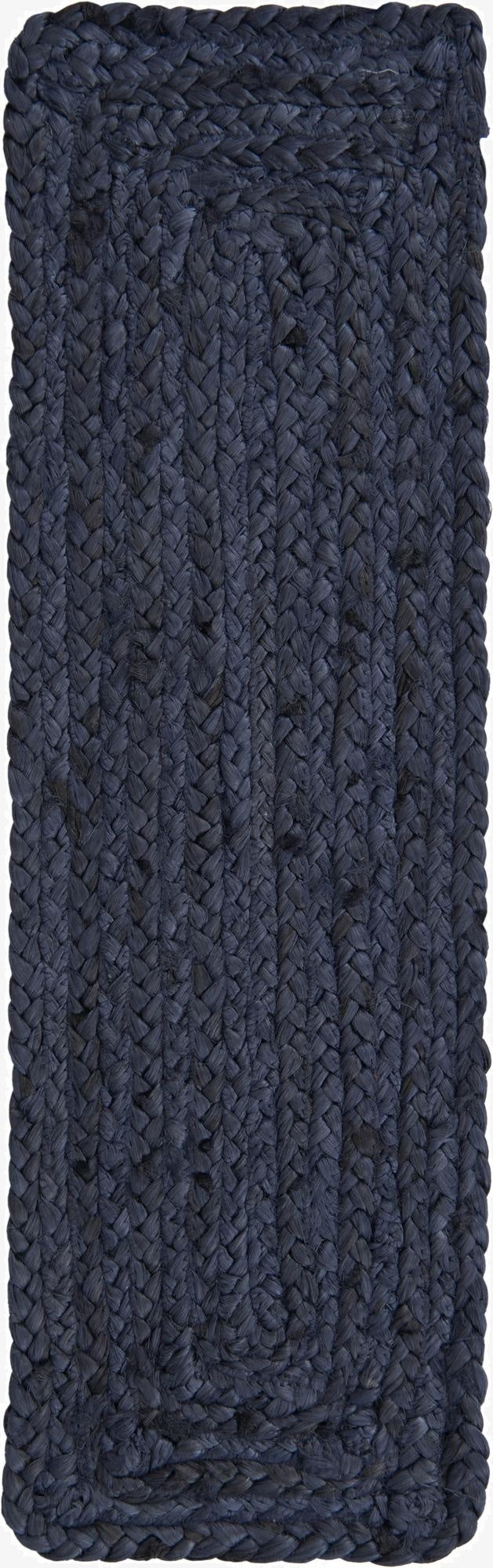 0' 9 x 2' 6  Hand Woven Braided Jute Stair Rug
