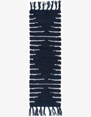 Navy Blue Hand Woven Chindi Cotton Stair Rug