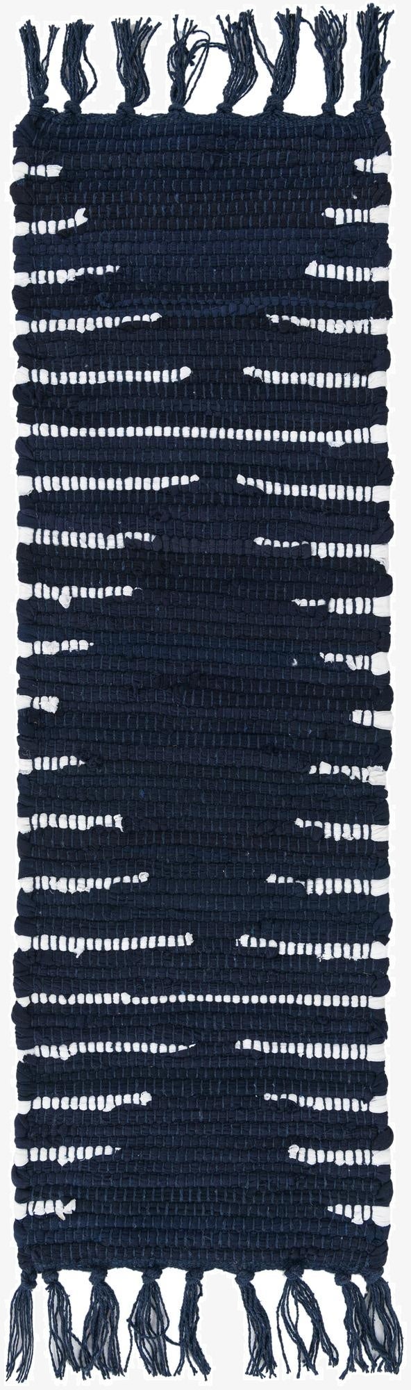 0' 9 x 2' 6  Hand Woven Chindi Cotton Stair Rug