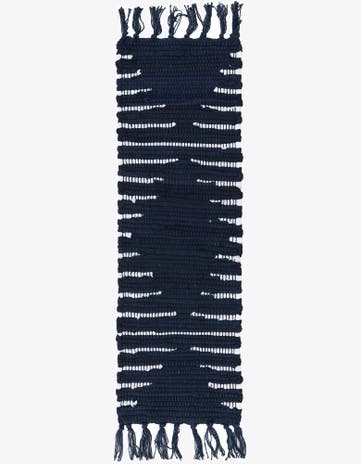 0' 9 x 2' 6 Hand Woven Chindi Cotton Stair Rug