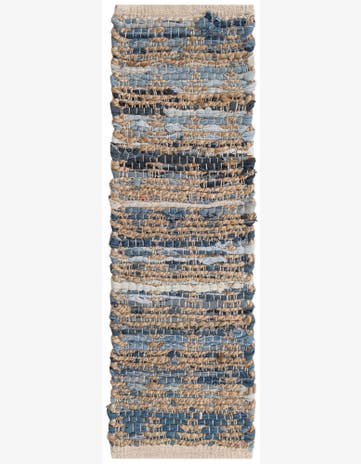 Navy Blue Hand Woven Chindi Jute Stair Rug